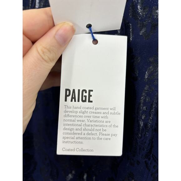 Paige Jeans Womens Size 25 Verdugo Ultra Skinny Blue Paisley Coated Stretch NWT - Picture 7 of 7